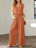 NYLD: Square Neck Top and Wide Leg Pants Set - NEWYORKLISTED
