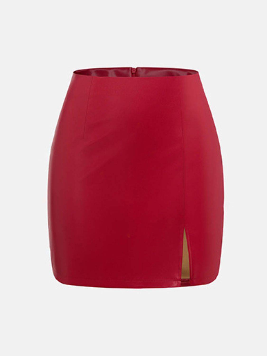 Slit Mini Skirt with Zipper - NEWYORKLISTED