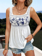 NEWYORKLISTED STYLE COLLECTION: Printed Scoop Neck Tank – Flowy, Feminine, and Effortlessly Fresh in White