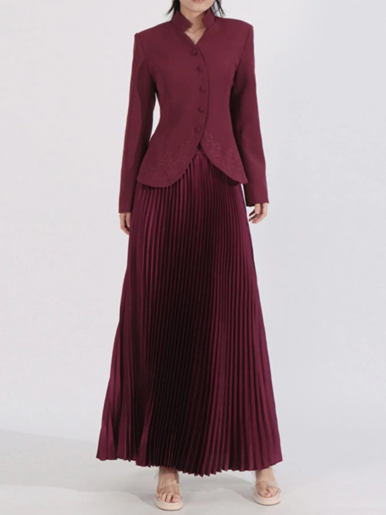 NEWYORKLISTED STYLE COLLECTION two-piece pleated skirt and button-up blouse set