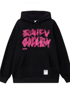 NEWYORKLISTED ATLAS MEN'S COLLECTION: Graffiti Spray Paint Graphic Hoodie with Drawstring Hood in Black