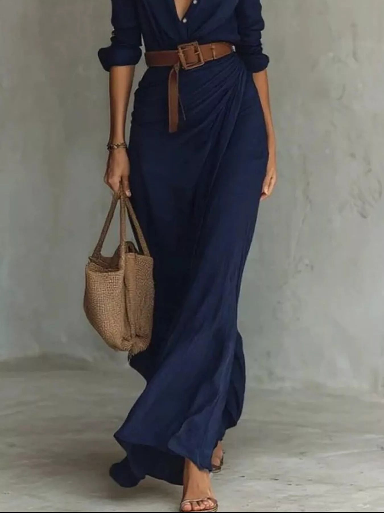 ruched long sleeve maxi dress in navy NEWYORKLISTED STYLE COLLECTION