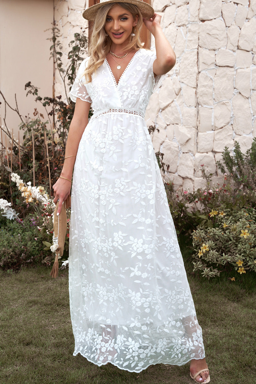 NEWYORKLISTED STYLE COLLECTION: Embroidered Short Sleeve Maxi Dress - NEWYORKLISTED
