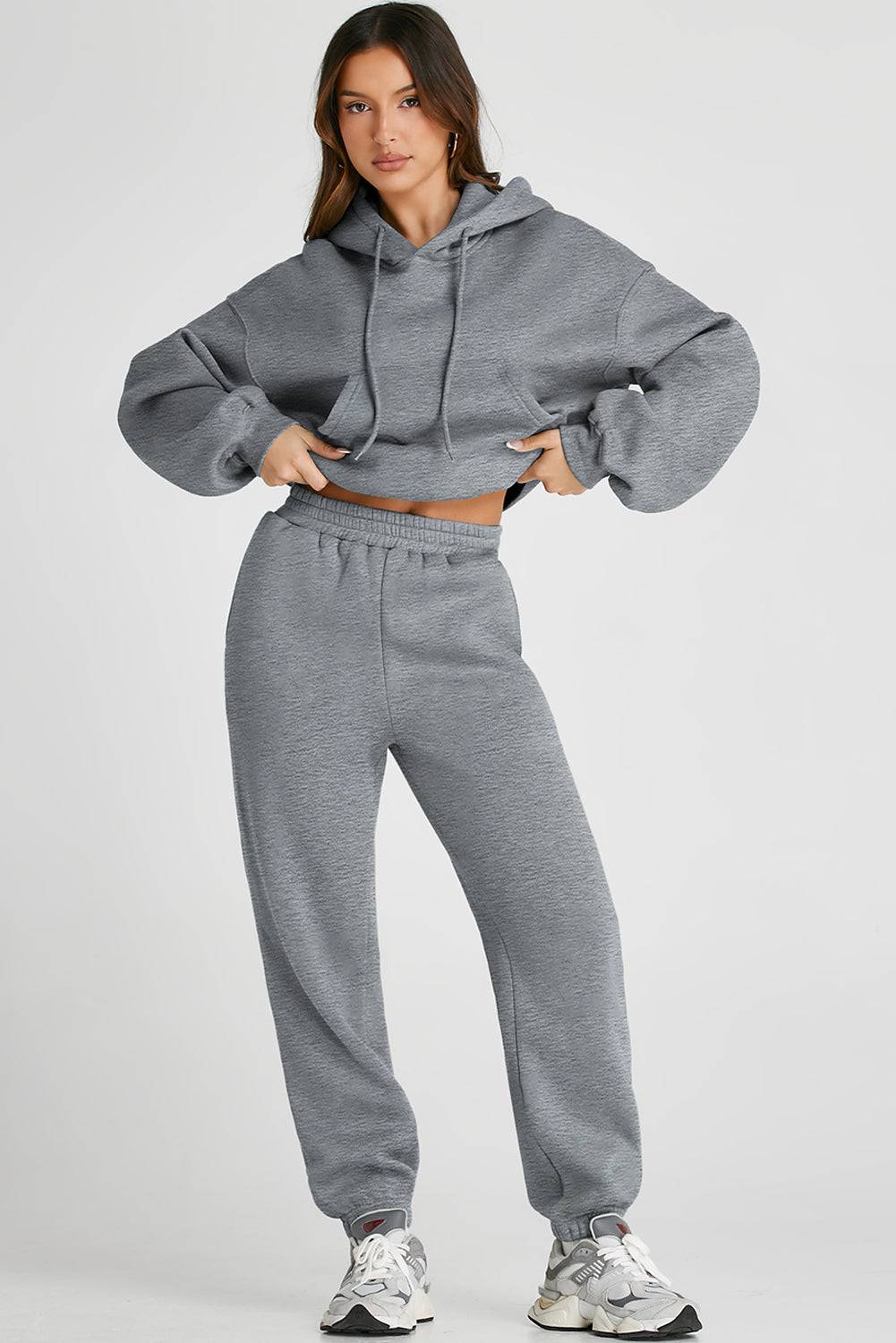 Dropped Shoulder Hooded Top and Pants Active Set - NEWYORKLISTED