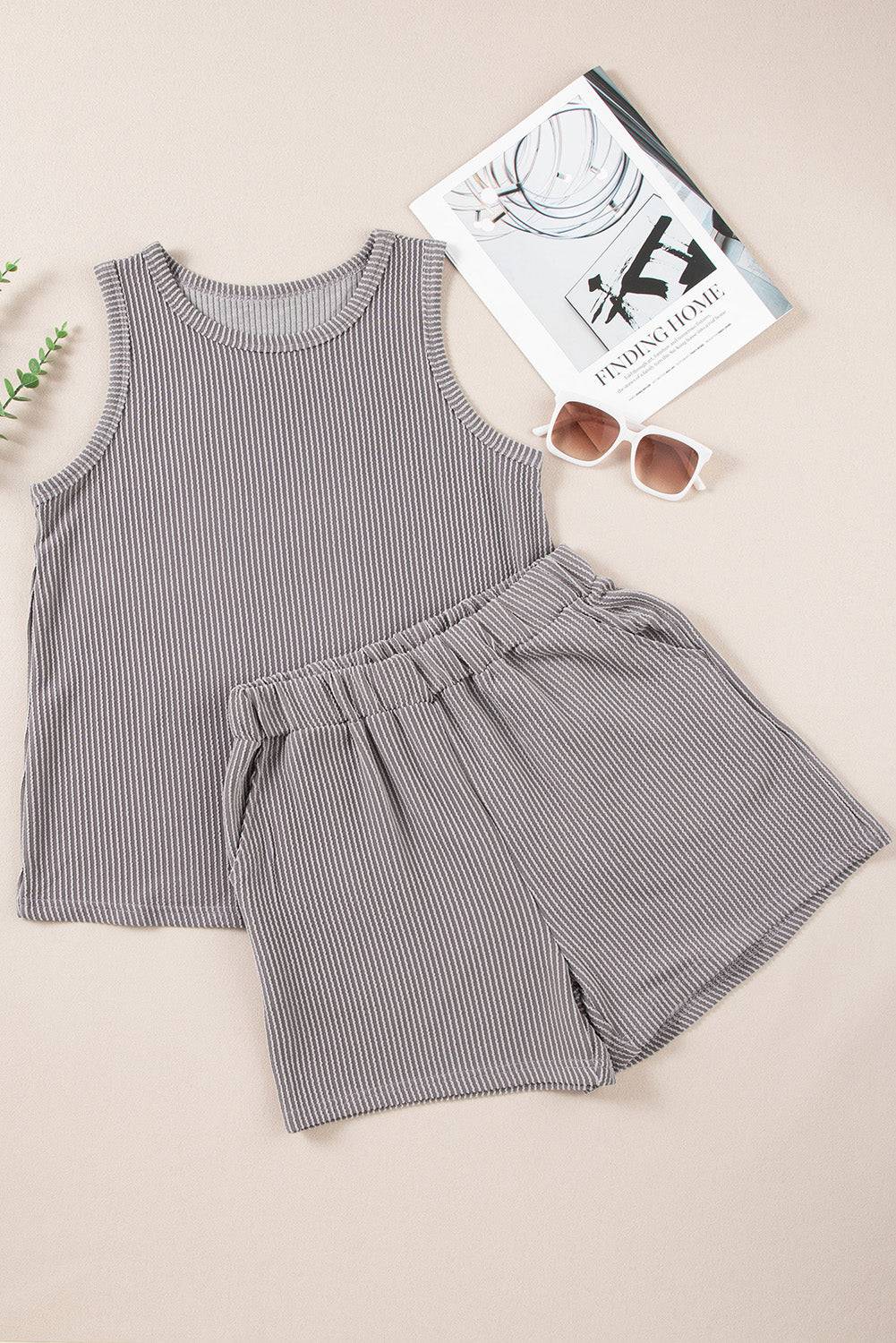 NYLD: Round Neck Sleeveless Top and Shorts Set - NEWYORKLISTED