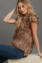 NEWYORKLISTED STYLE COLLECTION: Ruffle Short Sleeve Landscape Print Top - NEWYORKLISTED
