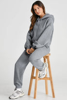 Dropped Shoulder Hooded Top and Pants Active Set - NEWYORKLISTED