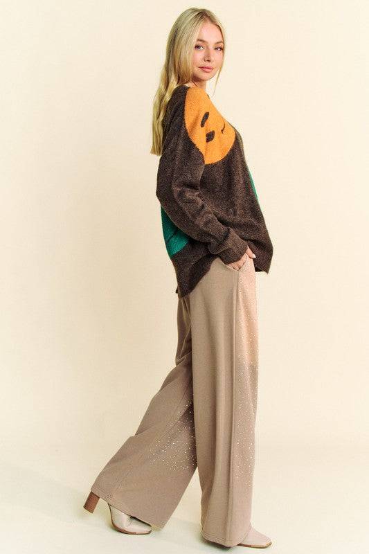 NEWYORKLISTED STYLE COLLECTION: Smile Round Neck Oversize Sweater - NEWYORKLISTED