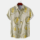 Men's Plus Size Printed Button Up Short Sleeve Shirt