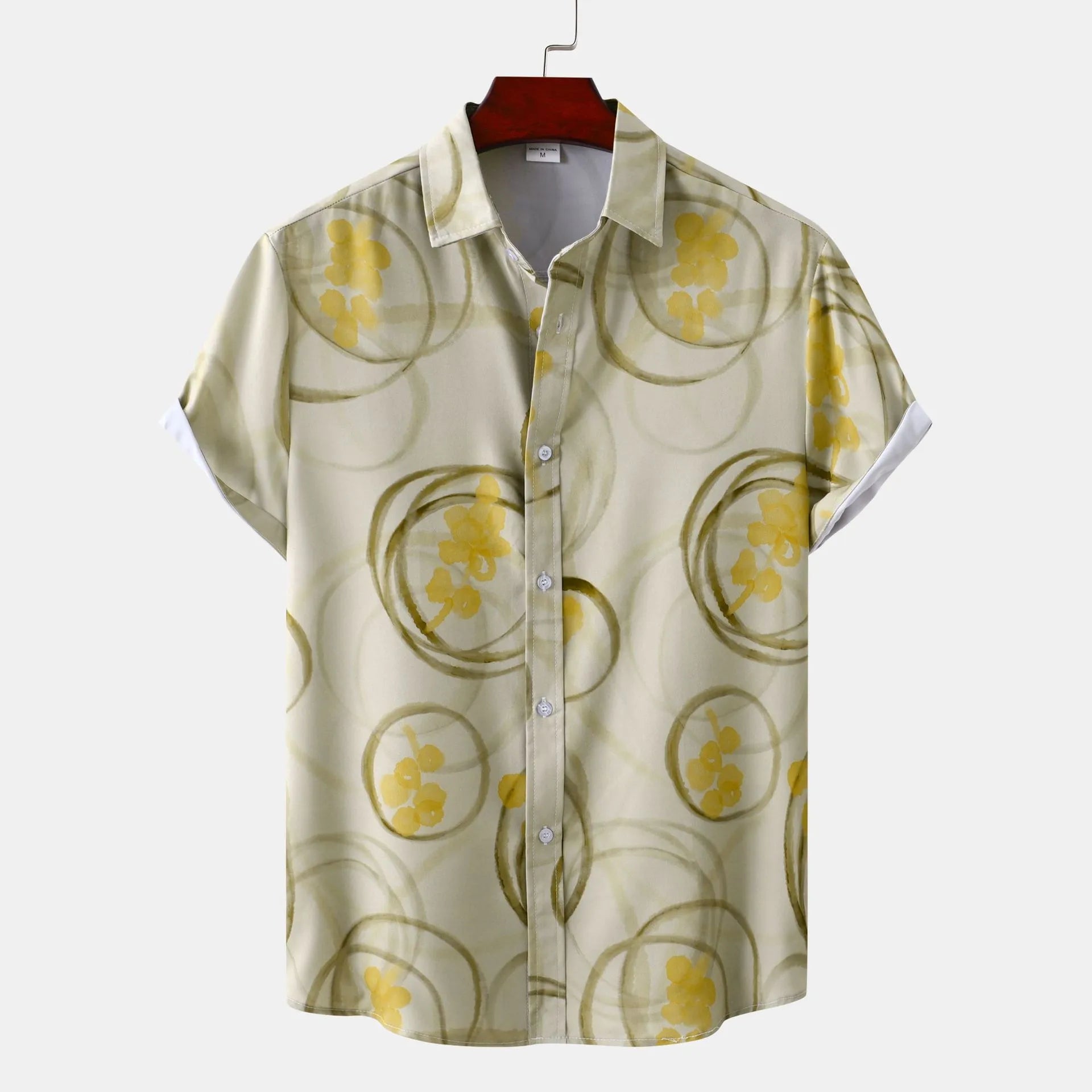 Men's Plus Size Printed Button Up Short Sleeve Shirt