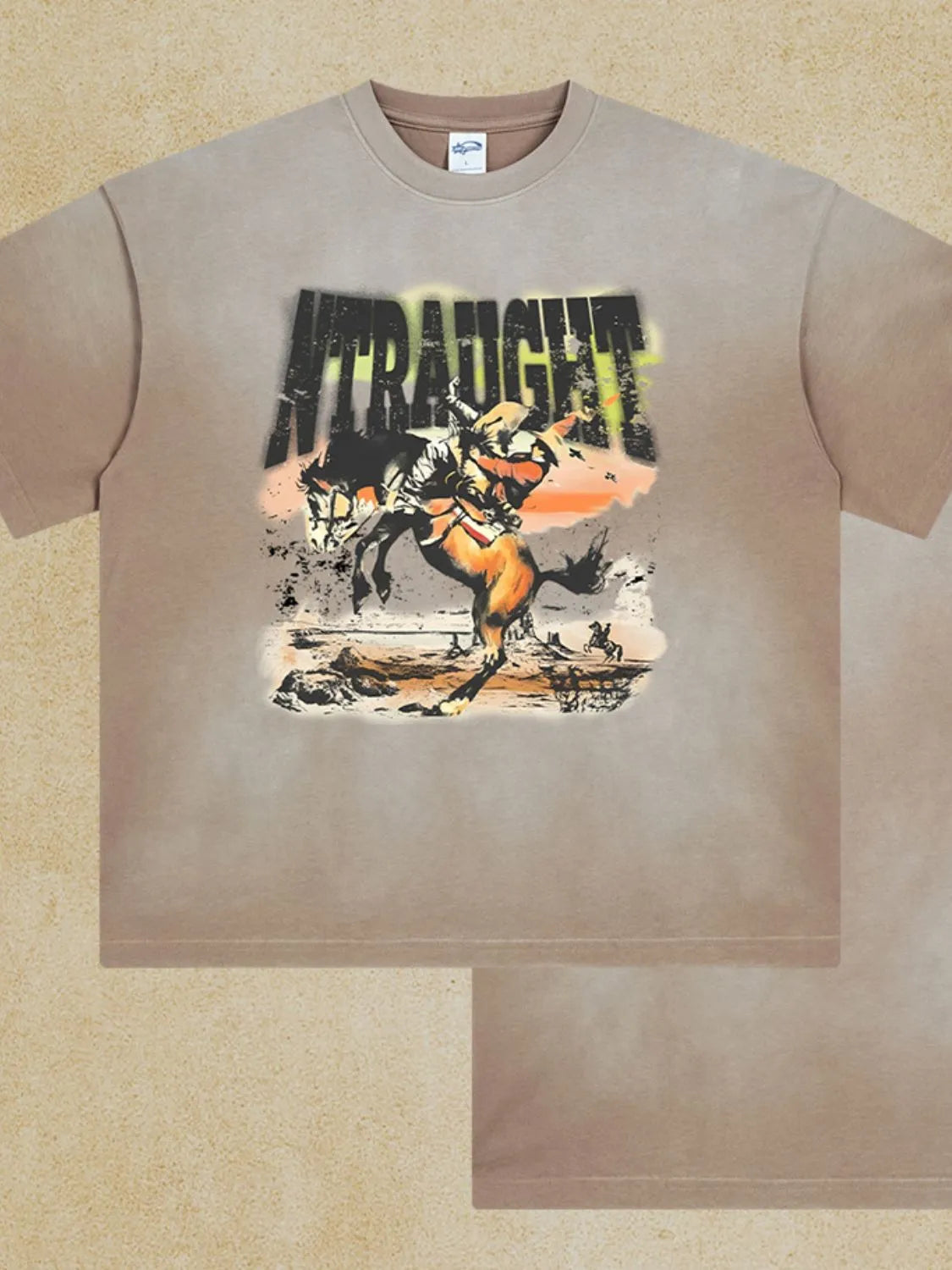 NEWYORKLISTED ATLAS MEN'S COLLECTION: Brown t-shirt with graphic design and text on a beige background