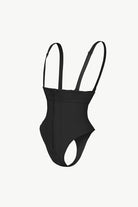NEWYORKLISTED Intimate Apparel: Black swimsuit with thin straps on a white background