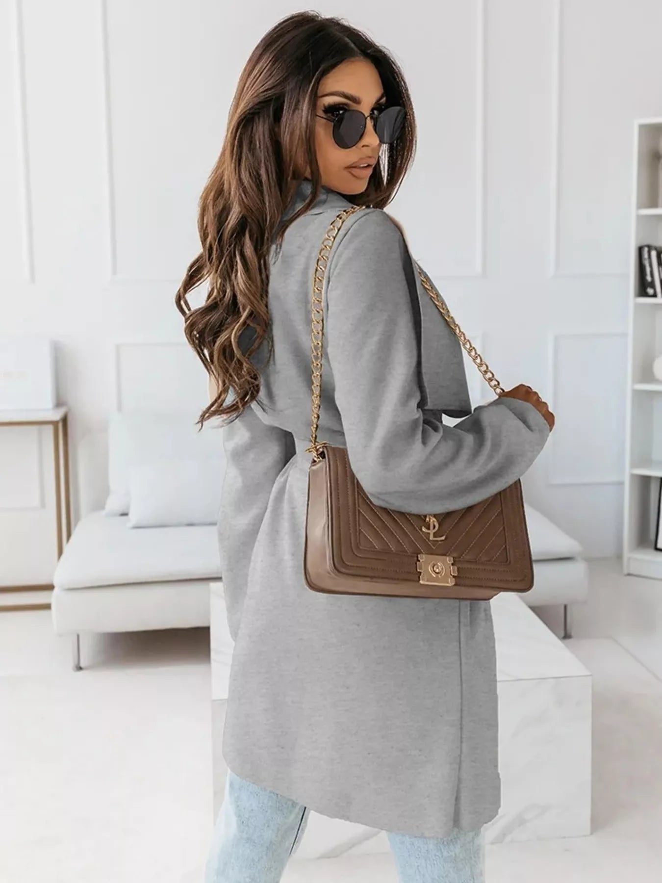 NEWYORKLISTED STYLE COLLECTION: Tie-Waist Long Sleeve Outerwear Coat — Elegant Belted Layering Jacket