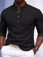 NEWYORKLISTED ATLAS MEN'S COLLECTION: Button Detail Slim Fit Shirt  in Black