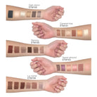 NEWYORKLISTED COSMETIC COLLECTION: Eyeshadow Palette – La Crème 6-Shade Creamy Pigment Palette, Color swatches on arms with labels for different makeup shades.
