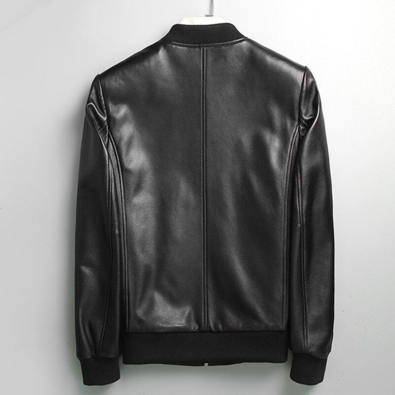 Gendry Genuine Black Aviation Men Sheepskin Real Leather Coat-4