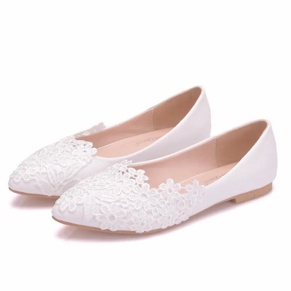 White Lace High Heels Wedding Shoes Bride Party Shoes Women Pumps  Paltform Ladies Sandals Bridal Shoes Ankle Strap Wedges - NEWYORKLISTED