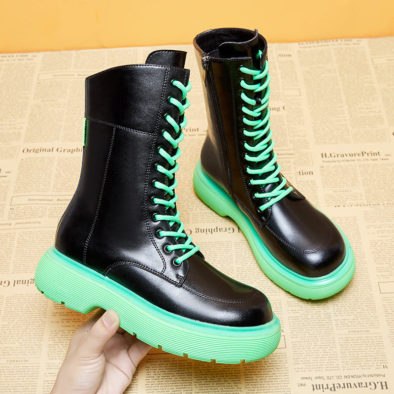 Martin Boots Women's Vintage Leather 2021 New Retro Thick-Soled Chunky Boots Women's Patent Leather Short Boots - NEWYORKLISTED