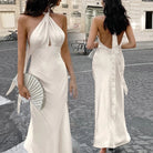 Women's Clothes Ladies Evening Slip Dresses Women New Sexy Night Club Party Cutout Casual Silky Midi a Neck Wrap Dress - NEWYORKLISTED
