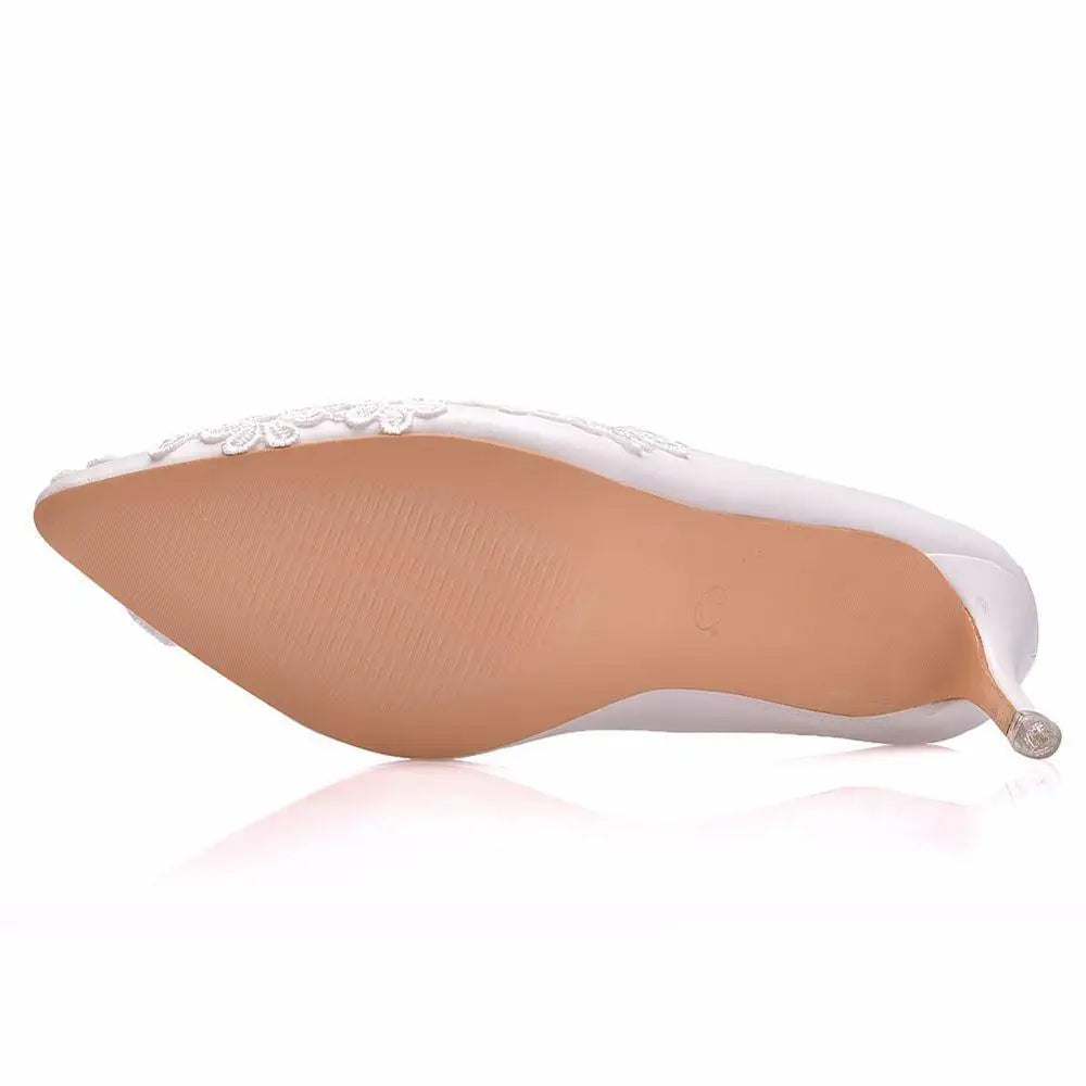 White Lace High Heels Wedding Shoes Bride Party Shoes Women Pumps  Paltform Ladies Sandals Bridal Shoes Ankle Strap Wedges - NEWYORKLISTED