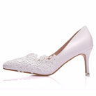 White Lace High Heels Wedding Shoes Bride Party Shoes Women Pumps  Paltform Ladies Sandals Bridal Shoes Ankle Strap Wedges - NEWYORKLISTED