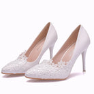 White Lace High Heels Wedding Shoes Bride Party Shoes Women Pumps  Paltform Ladies Sandals Bridal Shoes Ankle Strap Wedges - NEWYORKLISTED