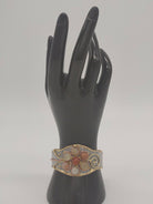 NEWYORKLISTED - Vintage Agate Flower Mixed Metal Cuff Bracelet - NEWYORKLISTED