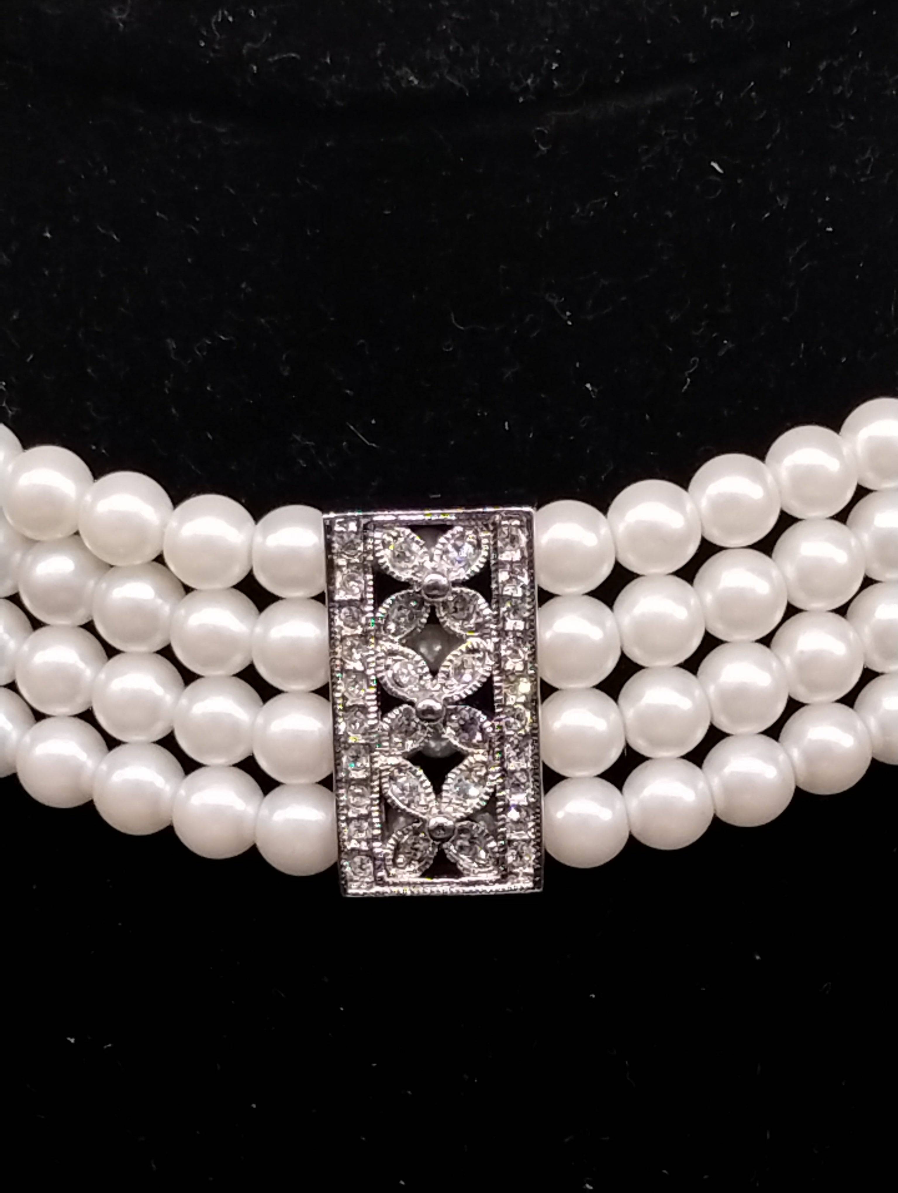 NEWYORKLISTED - Vintage Four Strand Simulated Pearl Necklace - NEWYORKLISTED