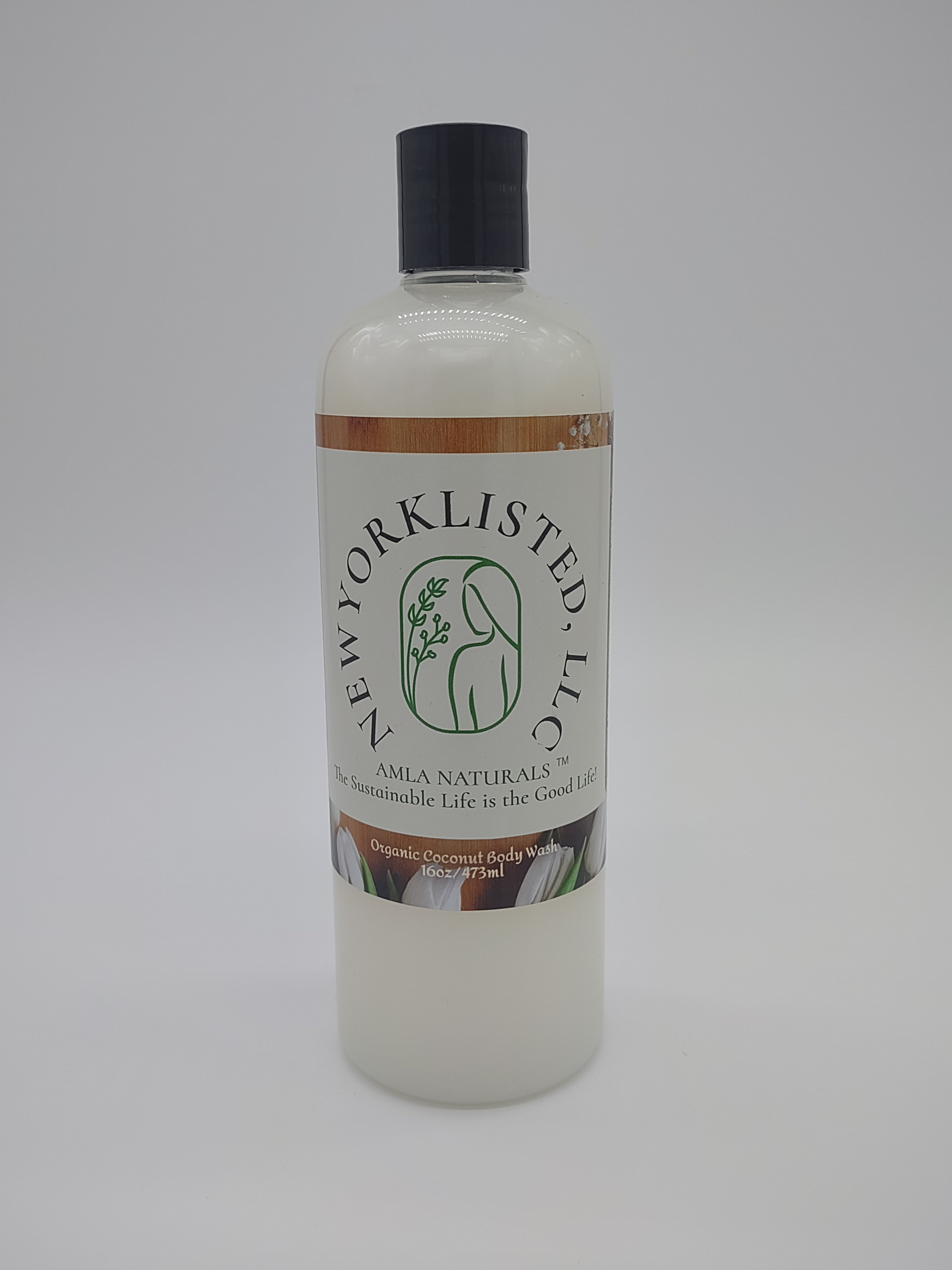 AMLA NATURALS Coconut Organic Body Wash: Bottle with a label on a white background