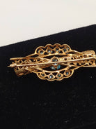 NEWYORKLISTED Vintage Jewelry Collection - Late 1920s Aquamarine Candy Delight 10K Gold Brooch - NEWYORKLISTED