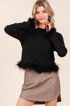 NEWYORKLISTED STYLE COLLECTION: Luxe Feather Trim Knit Top - NEWYORKLISTED