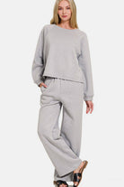 NEWYORKLISTED STYLE COLLECTION: Round Neck Raglan Sleeve Top and Elastic Waist Pants Set - NEWYORKLISTED