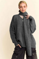 NEWYORKLISTED STYLE COLLECTION: V-Neck Dropped Shoulder Sweater with Scarf Set - NEWYORKLISTED