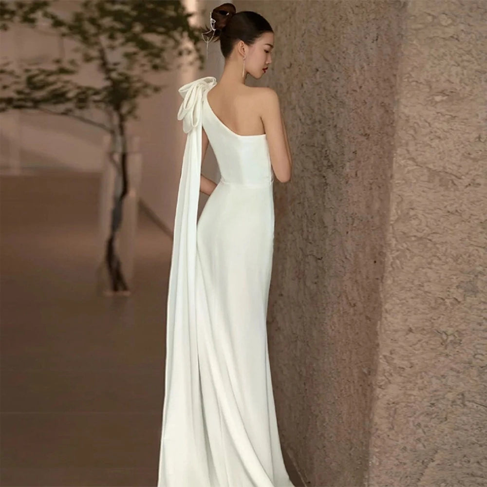 Boat Neck Mermaid Boho Wedding Dress With Train - NEWYORKLISTED