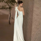 Boat Neck Mermaid Boho Wedding Dress With Train - NEWYORKLISTED