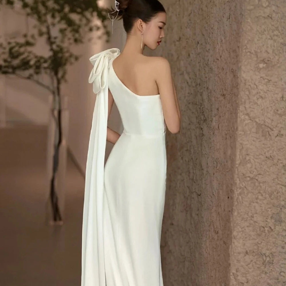 Boat Neck Mermaid Boho Wedding Dress With Train - NEWYORKLISTED