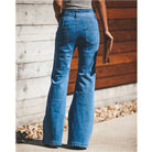 Blue Tie Waist Flare Jeans Women Slim Denim Trousers Vintage Clothes 2021 Spring High  Pants Belted Stretchy Wide Leg - NEWYORKLISTED