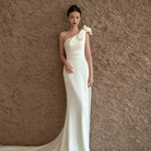 Boat Neck Mermaid Boho Wedding Dress With Train - NEWYORKLISTED
