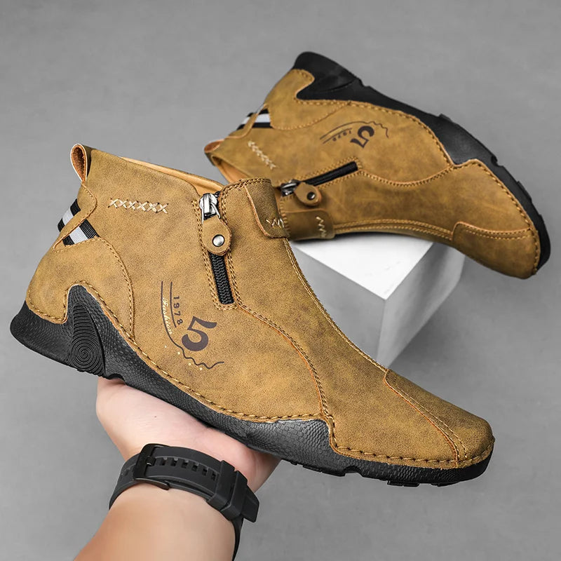 Winter New Chelsea Men's Boots Suede Ankle Boot British Style Leather Boots Men Fashion Boots Soft Sole Round Head Wedding Boots - NEWYORKLISTED