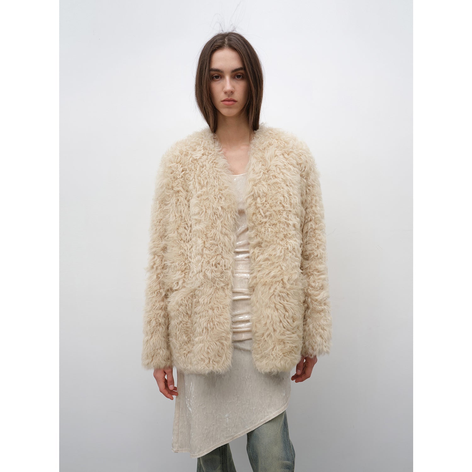Castle Dusk Fashionable Casual V-Neck Italian Tuscan Sheepskin Coat - NEWYORKLISTED