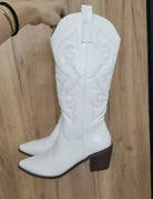 Fashion Women 2023 Cowboy Short Ankle Boots for Women Chunky Heel Cowgirl Boots Embroidered Mid Calf Western Boots Hot - NEWYORKLISTED