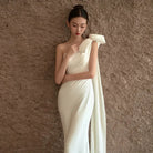 Boat Neck Mermaid Boho Wedding Dress With Train - NEWYORKLISTED