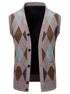 NEWYORKLISTED ATLAS MEN'S COLLECTION – Men's argyle V-neck button-down cardigan vest, product image 4