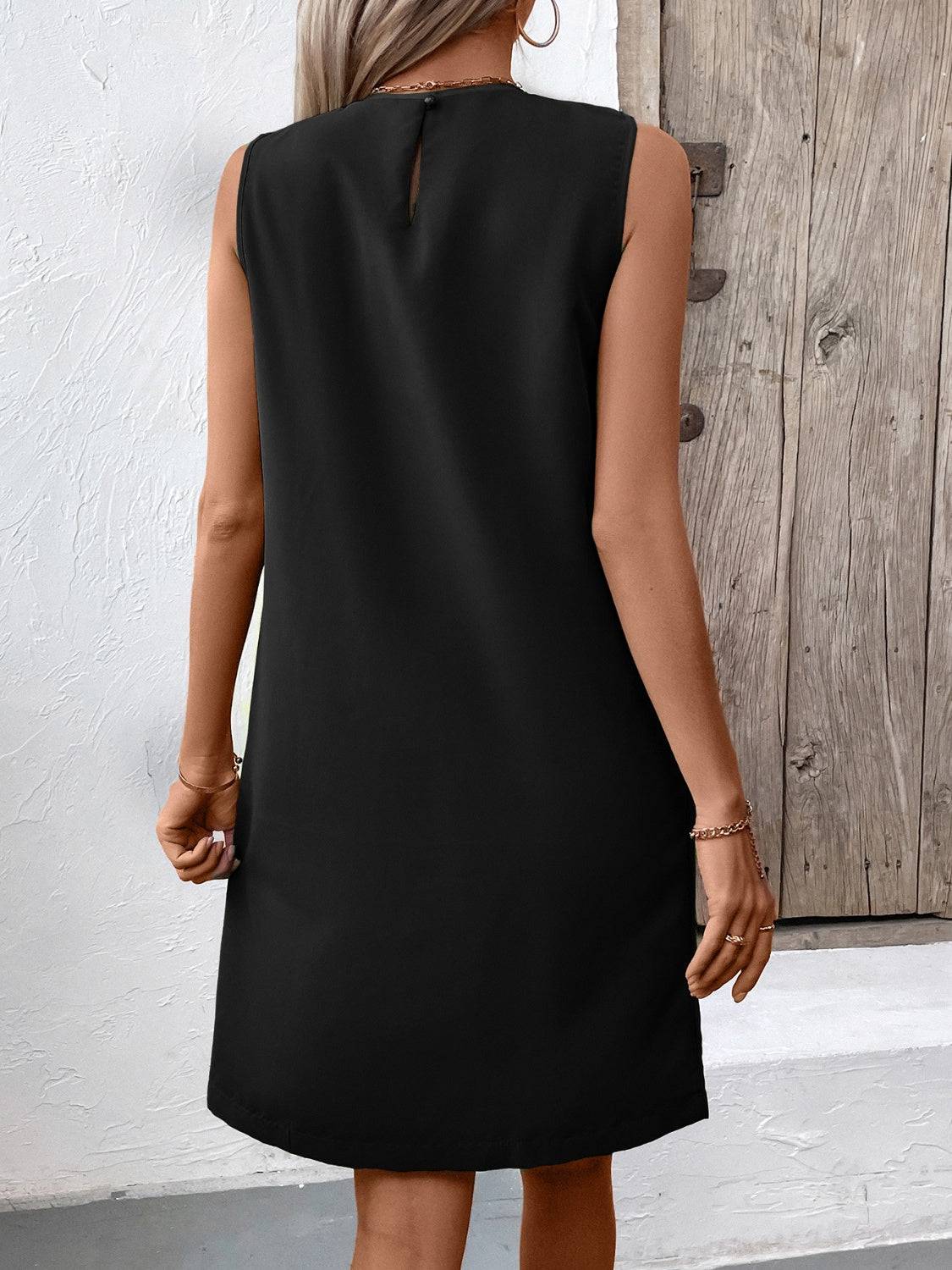 NYLD Pocketed Round Neck Sleeveless Mini Dress - NEWYORKLISTED