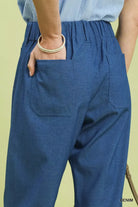 NEWYORKLISTED Style Collection: Blue denim pants with a light green background
