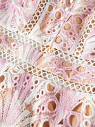 Close-up of pink and white lace fabric pattern