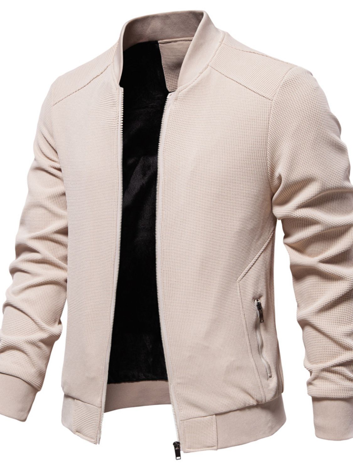 NEWYORKLISTED ATLAS MEN'S COLLECTION: Waffle Knit Baseball Collar Jacket