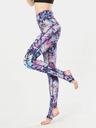 NEWYORKLISTED ACTIVEWEAR COLLECTION: Multicolored patterned leggings worn by a person on a white background