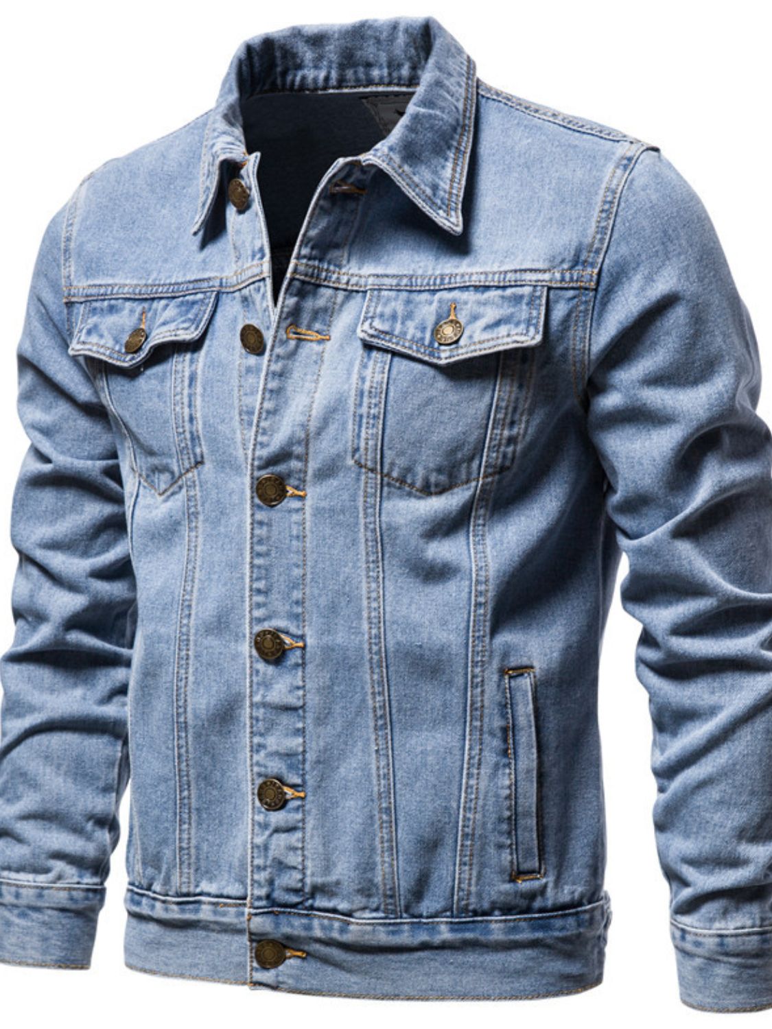 NEWYORKLISTED ATLAS MEN"S COLLECTION Long Sleeve Denim - Light Blue Jacket
