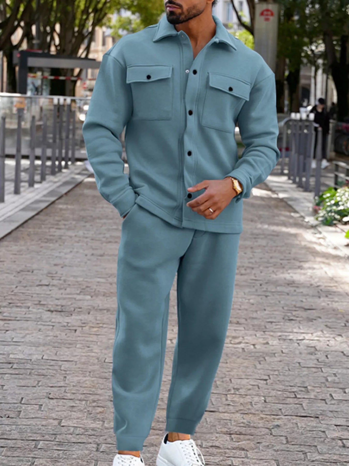 NEWYORKLISTED ATLAS MEN'S COLLECTION – Men's long-sleeve shirt and joggers two-piece set, product image 3